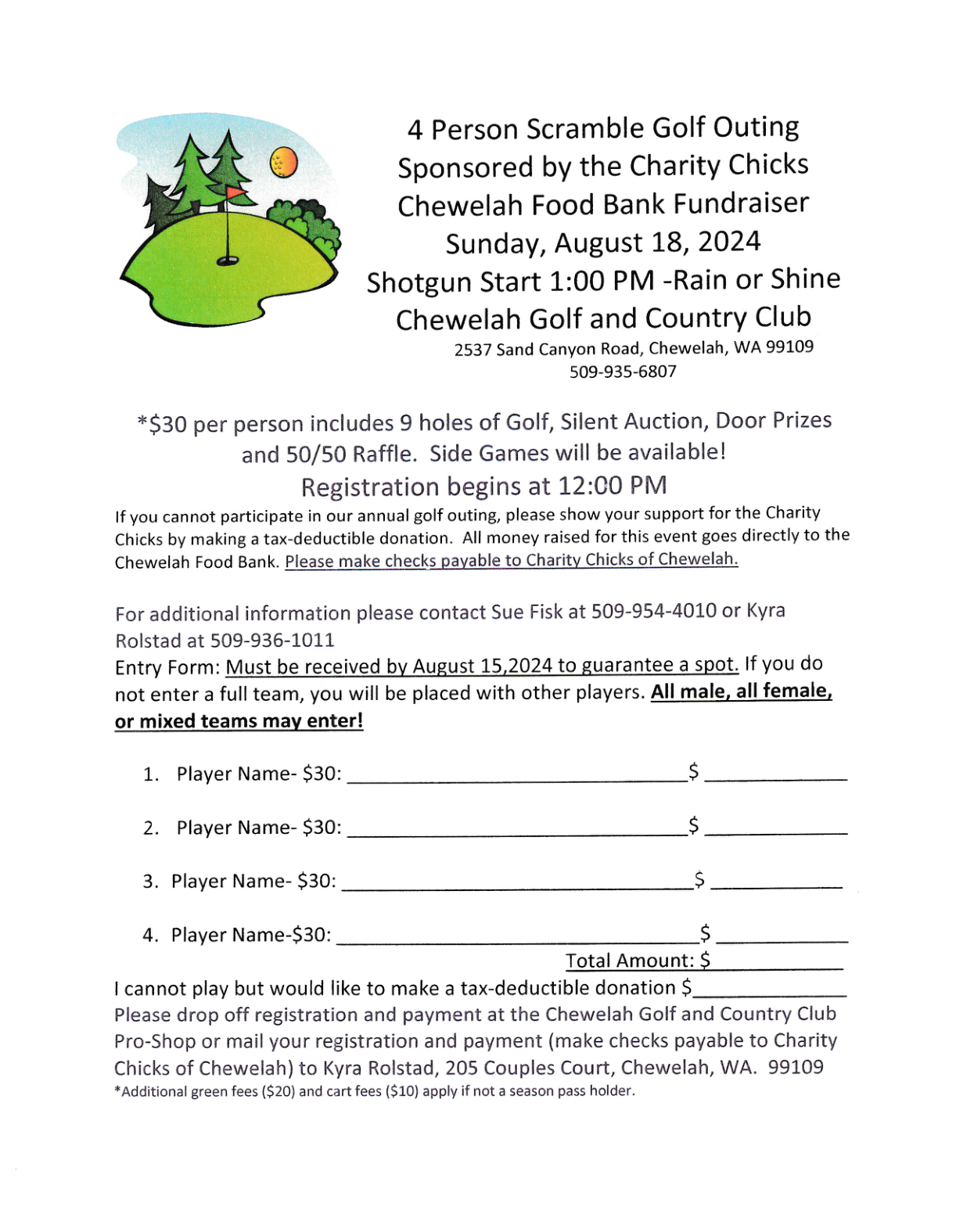 2024 Charity Chicks scramble entry form